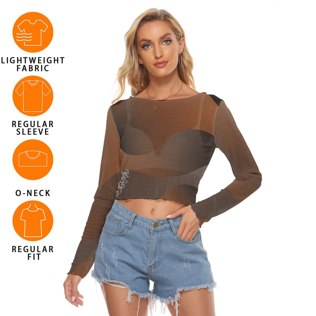 All-Over Print Women's Mesh Long Sleeves T-shirt