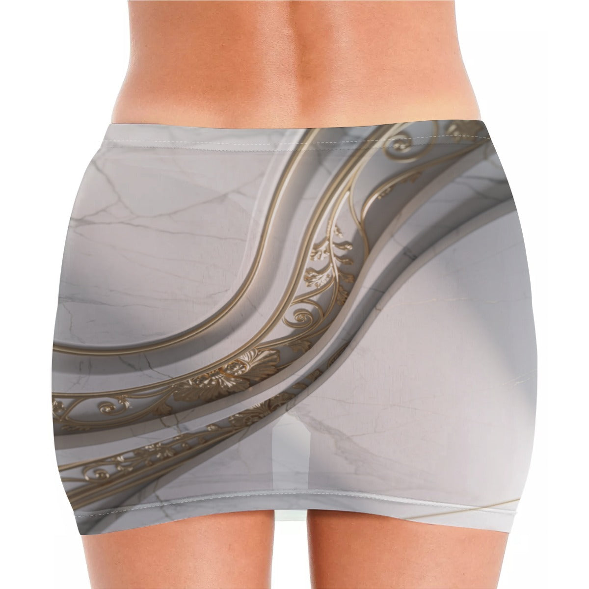 All-Over Print Women's Minimalist Sheer Mesh Bodycon Skirt